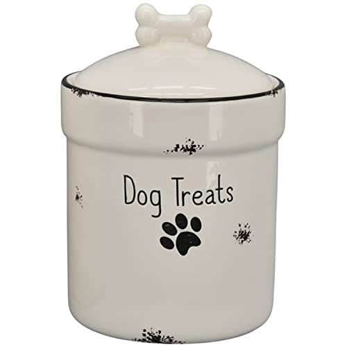 Arinosa Keramikdose Weiß Shabby Style für Hundfutter 'Dog Treats' 26 cm H 2500 ml