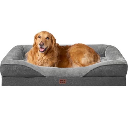 EHEYCIGA Orthopädisches Hundebett Grosse Hunde, 106.5x76x18.5cm, Memory Foam Waschbar und Wasserdicht...