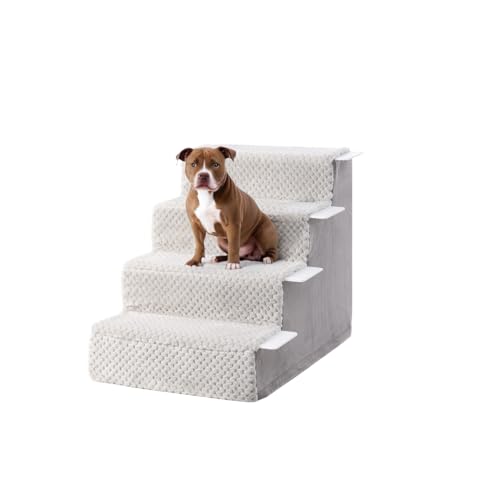 KSIIA Hundetreppe für Kleine Hunde 44cm Hoch, Haustiertreppe mit Abnehmbarem Waschbarem Bezug,...