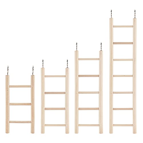 AHANDMAKER 4 Stück Vogeltreppe Aus Holzleiter, Vier Größen Vogel-Kletterspielzeug Aus, Birds Steps...