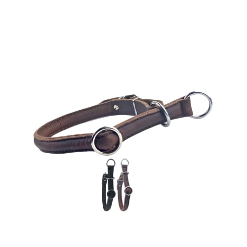 Rund & Weich Zugstopp Hundehalsband, braun, S - 45cm mit zusätzlich eingearbeitetem stabilem Kern,...