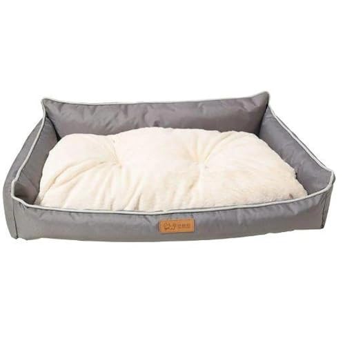 LxsNyvantic Hundebett 90×60×(18,5+10) cm Grau, Bequemes Hundekorb Mit Abnehmbarem Innenkissen,...
