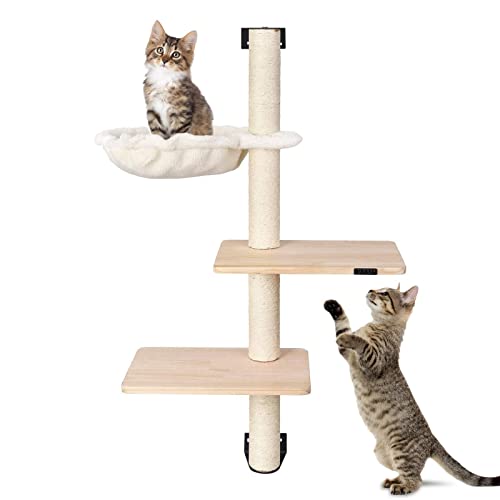 Katzenkratzbaum Groß 104cm, Wandkratzbaum Kratzbaum Katzen Stabiler Kratzbaum mit Hängematte und 2...