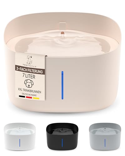 Pretty PAW® Trinkbrunnen für Hunde I Super leiser Hunde Trinkbrunnen mit 7 Liter Wassertank I...