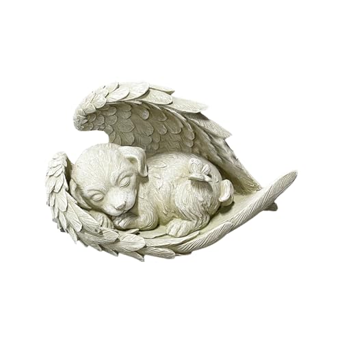 YUZHEDM Katze Hund Engel Gartendeko Figuren 11,5cm x 8cm Haustier Denkmal Grab Marker Tribut Statue Harz...