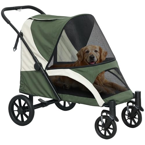 PawHut Hundewagen Hundebuggy klappbar für große Hunde & Katzen bis 30 kg Katzenbuggy mit Kissen...
