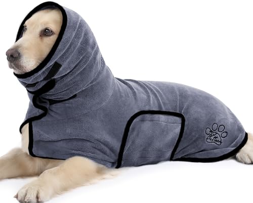 PETTOM Hundebademantel, Bademantel Hund mit Hohem Kragen, Hundebademantel für Große Mittelgroße und...
