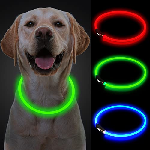 Yepnfro Leuchthalsband Hund, LED Hundehalsband Leuchtend USB Aufladbar Wasserdicht, Längenverstellbar...