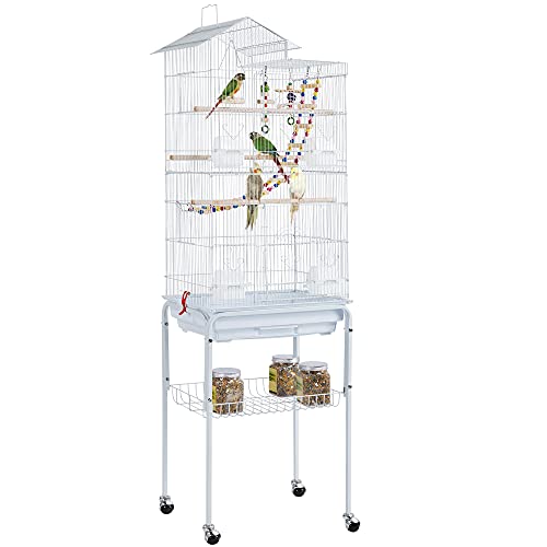 Yaheetech Vogelkäfig Wellensittich Vogelbauer Vogelvoliere Kanarien Käfig mit Vogelspielzeug mit...