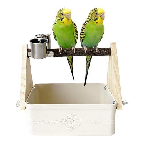 Vogelständer Für Innen | Vogeltrainingsständer Mit Doppelnäpfen,Sittich Futterbecher Sitzstange |...