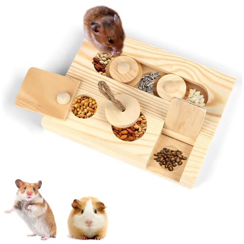 Encuryna Hamster Spielzeug, Meerschweinchen Spielzeug, 6 In 1 Holzspielzeug zur Futtersuche, Interaktives...
