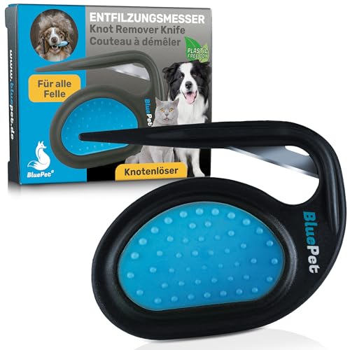 BluePet 1x Entfilzungskamm für Hunde & Entfilzungsmesser Katzen I Feste Knoten & verfilztes Fell...