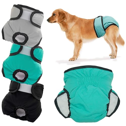 3 Stück Wiederverwendbare Hundewindeln für Hündinnen Set, Hygienische Hundewindeln, hoch absorbierend...
