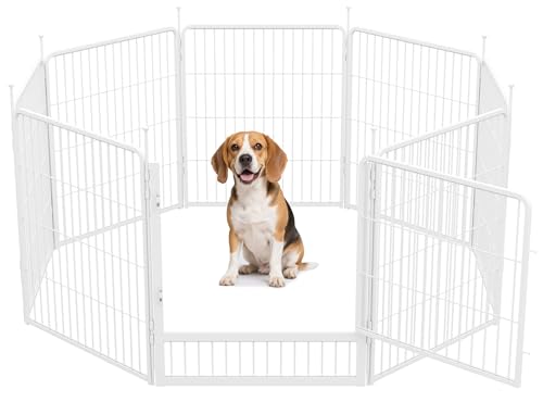 SunsGrove 8-teilig Welpenauslauf 80cm Hoch, Rutschfester Hundestall für drinnen mit 1 Türen, Anti-Rost...