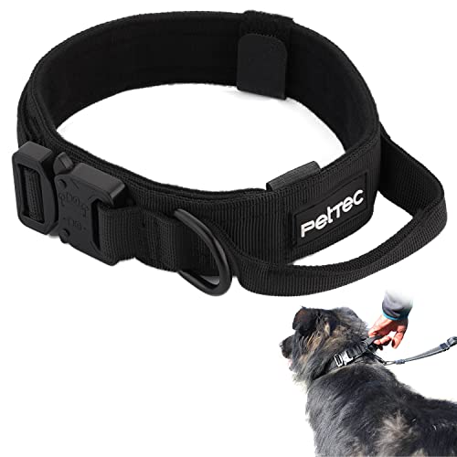 PetTec Hundehalsband aus Neopren & Nylon, Halsband mit Griff für kleine & große Hunde weich gepolstert...