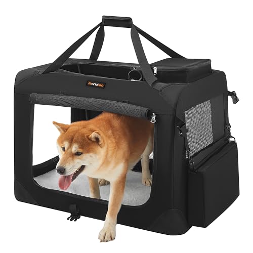 Feandrea Hundebox faltbar, Transportbox Hund, L, Hundetasche, Oxford-Gewebe, Netzstoff, atmungsaktiv...