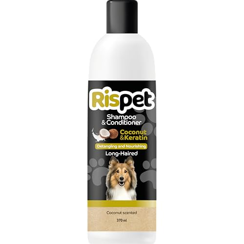RISPET Shampoo und Spülung, Kokosnuss und Keratin, Reinigungs- und Desinfektionsmittel für Hunde und...
