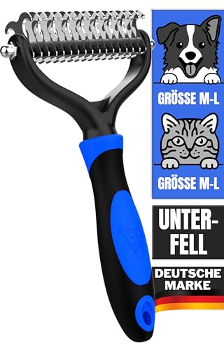 DEZENDO® Unterfellbürste für Hunde & Katzen mit MITTEL- bis LANGHAAR | Tierhaarbürste gegen...