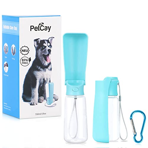 PetCay BPA frei & lebensmittelecht 550ml Faltbare Trinkflasche für Hunde mit Karabiner für Unterwegs,...