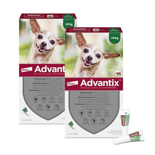 Advantix Sparset: Elanco Spot-On für sehr kleine Hunde bis 4 kg gegen Zecken, Sandmücken, Stechmücken,...
