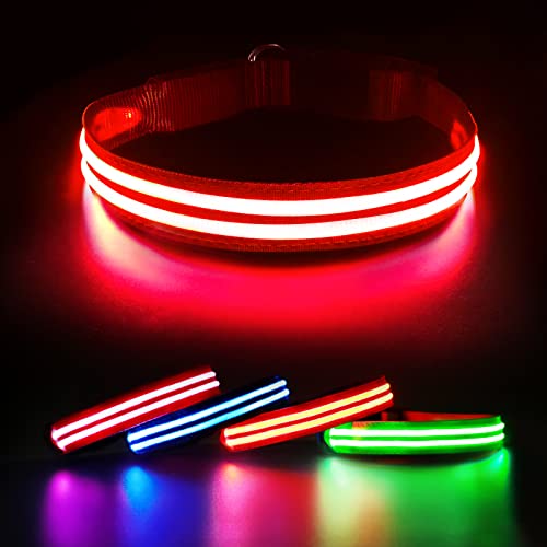 PcEoTllar LED Hundehalsband Wiederaufladbare USB Leuchthalsband 100% Wasserdichtes Leuchtendes Hunde...
