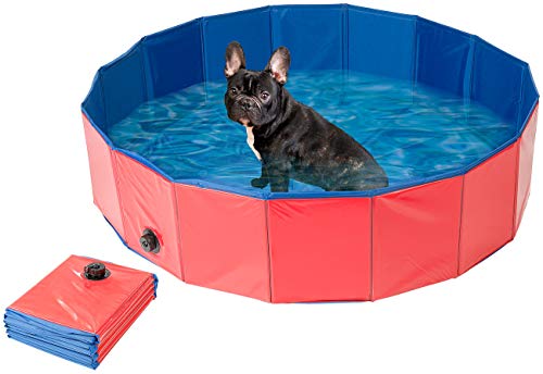 Sweetypet Hundebecken: Faltbarer XL-Hundepool mit rutschfestem Boden, Ablassventil, 120x30 cm...