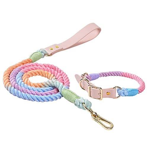 Minghunian Hunde Halsband Traktion Seil Set Aus Reiner Baumwolle, Gewebt, für Hunde, Haustiere, Farbiges...