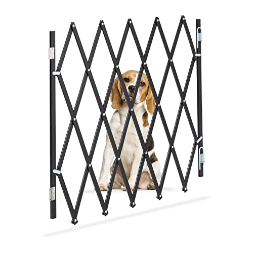 Relaxdays Hundeabsperrgitter, ausziehbar bis 118 cm, 69-82,5 cm hoch, Bambus, Hunde Schutzgitter, Treppe...