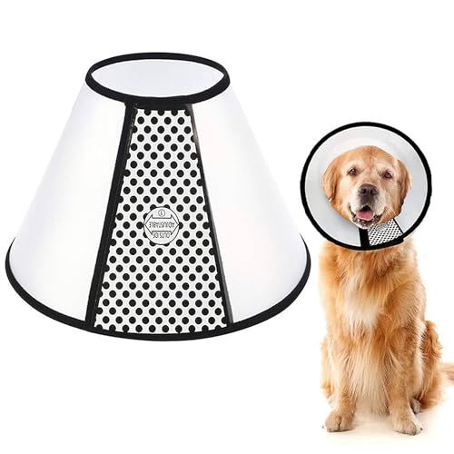 WYFCR Pet Cone Recovery, Großer Hund Einstellbare Elizabeth Recovery Schutzhalsband, Anti-Biss Leck...