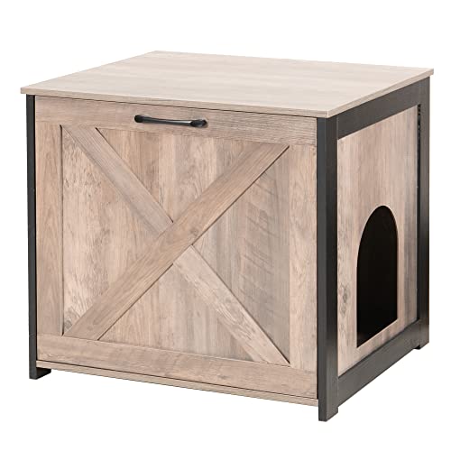 HMTOPE Katzenklo Schrank, Katzentoilette, Katzenhaus mit Tür, Reversibler Eingang kann auf der linken...