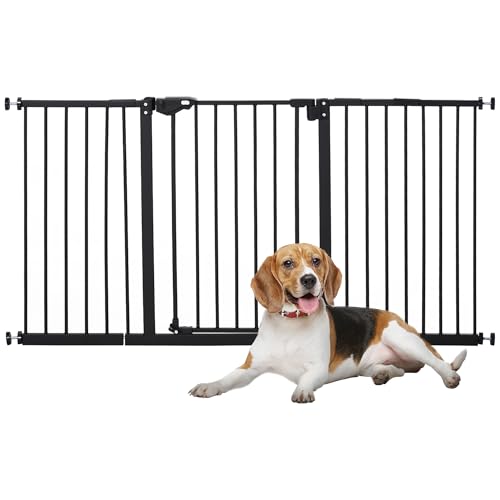 PawHut Türschutzgitter Hunde, Absperrgitter, 74-147,5 cm, Treppenschutzgitter für Haustier, Hundegitter...