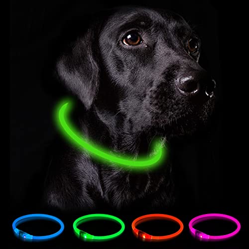 Nepfaivy Leuchthalsband Hund USB Aufladbar - Wasserdichtes Hundehalsband Leuchtend mit 3...