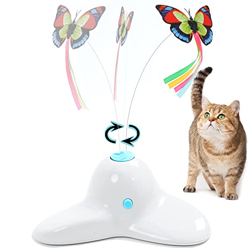Vealind Interaktives Katzenspielzeug für den Innenbereich, mit 360 ° drehbarem Schmetterling,...