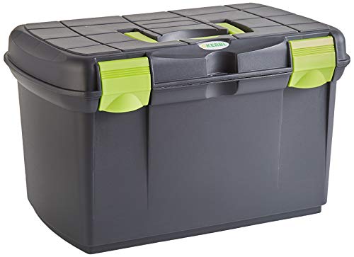 Kerbl Putzbox Arrezzo (Farbe schwarz/pistazie, L x B x H 40 x 25 x 24,5 cm, geeignet für Unterwegs und...