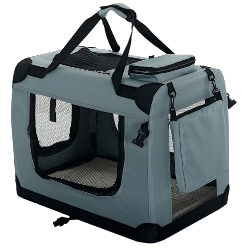 PET VIOLET Hundetransportbox Hundebox Faltbar Auto Transporttasche Hunde Katzen Tragetasche 62x42x44 cm,...