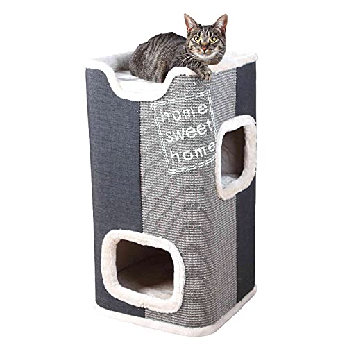 TRIXIE Moderner Kratzturm für Katzen 'Cat Tower Jorge, 40 x 40 x 78 cm, anthrazit/lichtgrau/grau'- 44957