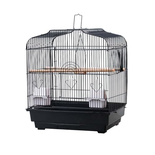Crevyteg Reise-Vogelkäfig, Metallträger mit Griff, 2 Standstangen, 2 Futterbehälter und Schaukel...