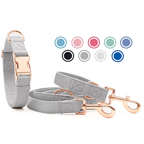 Weich Leder Hundehalsband und Leine (2m) Set - 3-Fach Verstellbar Hundeleine mit Halsband, Stilvollen...