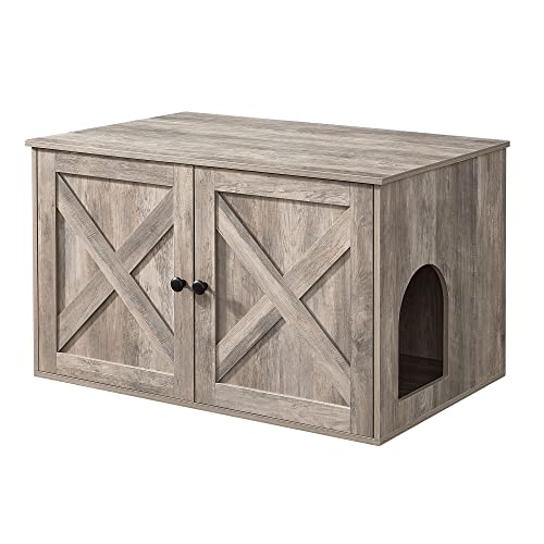 FEANDREA Katzenklo Schrank, Katzenschrank mit Türen, für Katzentoilette, Katzenhaus, einfache Montage,...