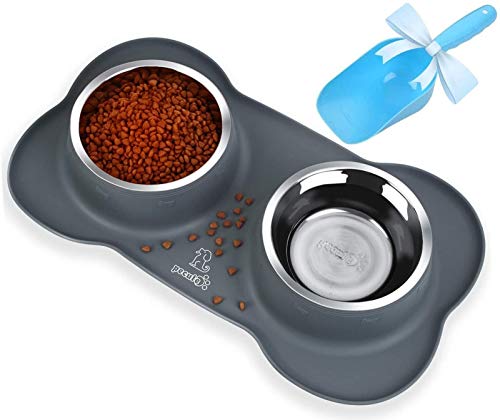 Pecute Hundenapf Kleine Hunde, Futternapf Hund Katzennapf mit Doppel 400ml Näpfe aus Edelstahl,...