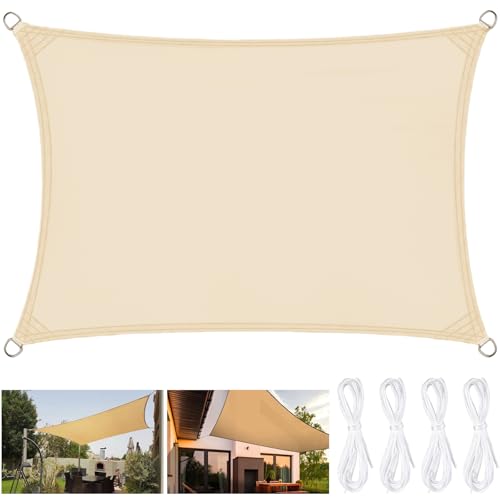 Sonnensegel Wasserdicht Rechteckig 2x3m inkl Befestigungsseile, Wetterschutz Sonnenschutz (PES) Polyester...