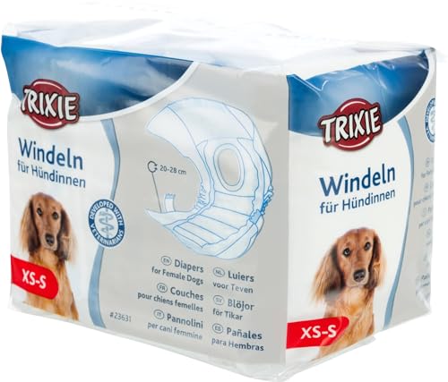 TRIXIE Windeln für Hündinnen, XS-S Taillenumfang 20-28 cm, 12 Stück, 23631