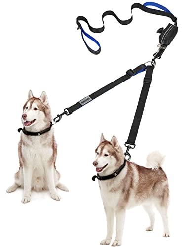 Pssopp Doppelleine Hundeleine Doppel Hundeleine mit verschiebbarem Lauftraining und 360 ° Schwenkhaken Doppel-Hundeleine für 2 Hunde zum Spazierengehen Trainieren 