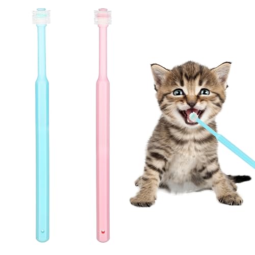 2 Stück Hunde zahnbürste, 360-Grad-Zahnbürste aus weichem Silikon für Haustiere, Zahnpflege,...