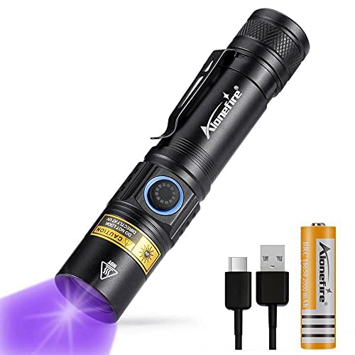 Alonefire SV38 5W 365nm UV Taschenlampe Typ C USB Aufladbar Ultraviolett Schwarzlicht Haustierurin...