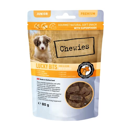 Chewies Lucky Bits Rind & Huhn Junior Hundeleckerli für Welpen - Hundeleckerlis getreidefrei & Soft mit...