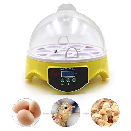 MUYIRTED Brutmaschine 7 Eier, Digital LED Display Inkubator Hühner Brutautomat, Brutkasten für Huhn...