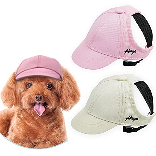 Yikeyo Hundehut für kleine Hunde, Sonnenhüte mit Ohrlöchern, Baseballkappe für den Sommer, Set mit 2...