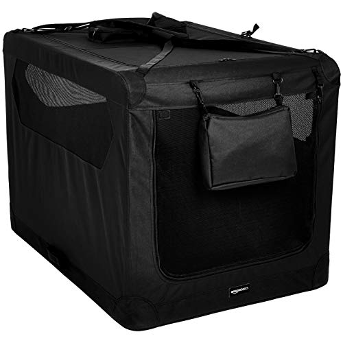Amazon Basics - Hochwertige Haustier-Transportbox, faltbar, Schwarz , 106 cm