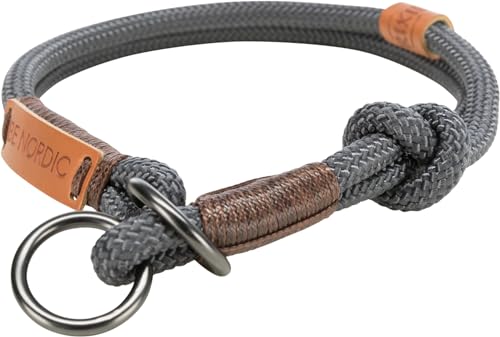 TRIXIE Zug-Stopp Hundehalsband BE NORDIC L dunkelgrau / braun – bequemes Hundehalsband für große &...